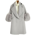 Womens Winter Lapel Coat Faux Fur Long Sleeve Slim Trench Korean Fashion Outwear