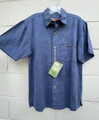 Blue Hemp Blend Santa Cruz Men's Short Sleeve Banana Leaf Camp shirt Small NWT - Image 1 of 4