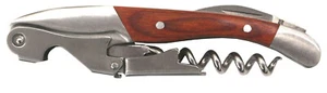 Corkscrew Wine Bottle Opener Waiters Key Wood Double Hinged with Foil Cutter - Picture 1 of 2