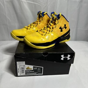 Under Armour Stephen Curry 2 Bang Bang 3026302 700 Size 5.5Y Yellow Blue - Picture 1 of 11