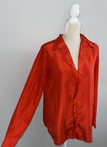 Forte Forte La Seta 100% Silk Orange Habotai Blouse Shirt Split Back sz 2 US 6 M - Picture 1 of 15