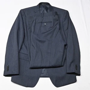 Michael Kors 42R 34x32 Dark Blue Birdseye 100% Wool Mens Jacket Pants Suit - Picture 1 of 12