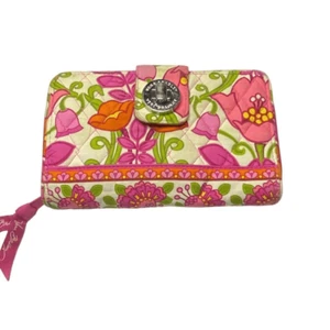 Vera Bradley Lillie Bell Floral Quilted Cloth Turn Lock Full Zip Long Wallet - Picture 1 of 4