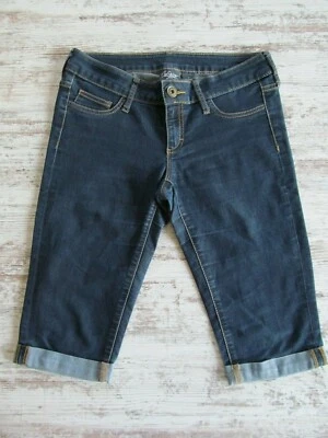 CITY STREETS Junior Women's Tag Size 7 Cuffed Dark Wash Denim Jean CAPRI SHORTS  - Image 1 of 4