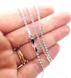 Sterling Silver Necklace Chain Marina Anchor Flat Mariner Italian 925 2mm - Picture 1 of 12