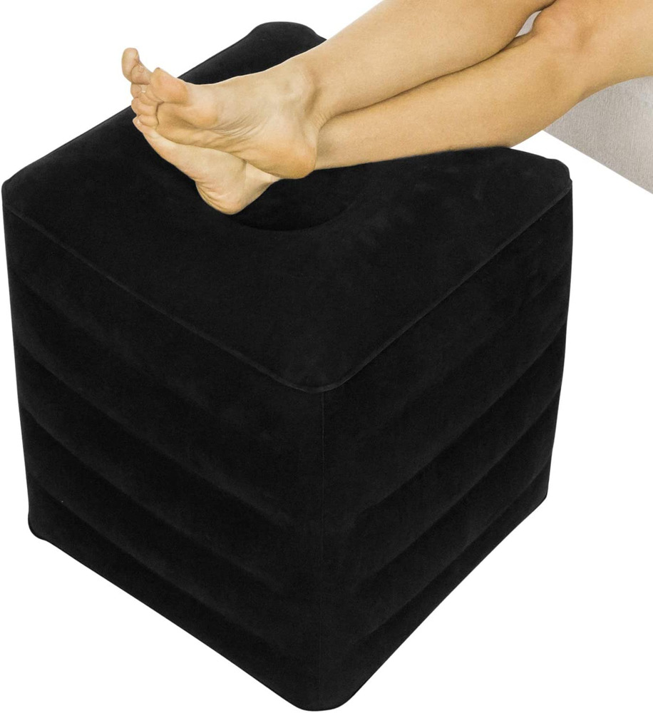 Xtra-Comfort Inflatable Ottoman Travel Foot Rest - Foot Pillow for Office Desk, 