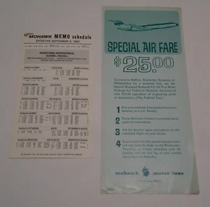 Mohawk Airlines Schedule 1967 Planes Motor Inns Cleveland OH Vintage Advertising - Picture 1 of 2