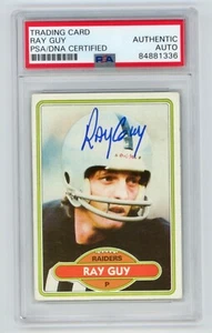 RAY GUY Raiders Signed 1980 Topps Football Card #310 + PSA AUTO - Picture 1 of 2