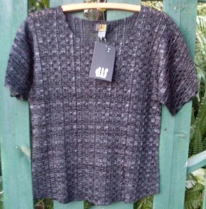 🩵NEW dif Australia (FREE SIZE 10-18) Ladies BLACK S/Sleeve Woven Mesh Style Top - Imagen 1 de 11
