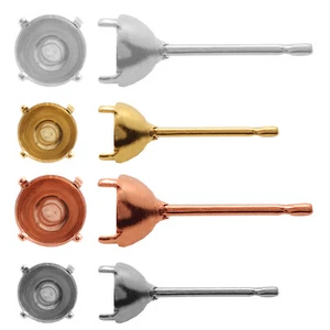 Messing/Edelstahl Ohrstecker für Chaton Form Strass Kristalle 12 Paare - Bild 1 von 6