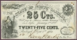 1862 Bundesstaat North Carolina 25c (L0302) - Bild 1 von 2