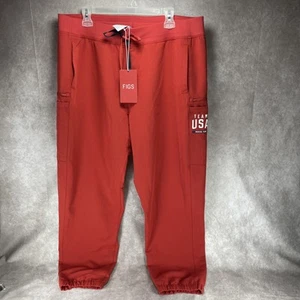 NWT Womens FIGS x Team USA On-Shift High-Waisted Embossed Jogger Pants Red XXL - Picture 1 of 13