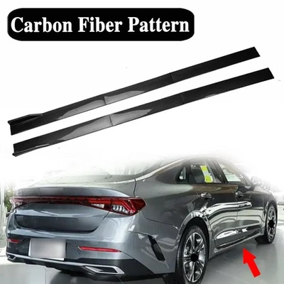 For Kia K5 2021-2025 86.6" Side Skirt Rocker Panel Splitter Carbon Fiber Pattern Foto 1 de 4