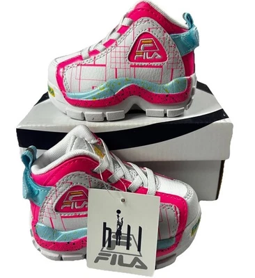 Fila Grant Hill 2  High-Top Sneakers Infants Size 4 White Blue #7BM01757-149 - Image 1 of 4