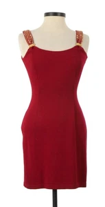St John Strick Santana Kleid Kirschrot & Gold Pailletten Größe 2 - Bild 1 von 3