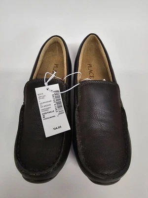 The Childrens Place Boys Size 2 Brown Slip On Loafer Wedding/Uniform Dress Shoes - Image 1 of 4