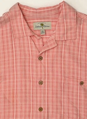 Island Shores Para Hombres 2XL Informal Abotonada Rosa Rayas Manga Corta Camisa de Campamento XXL Foto 1 de 4