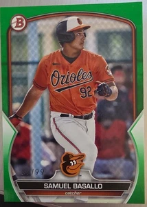 Bozza Bowman 2023 - Samuel Basallo #BD-179 Verde /99 (RC) - Foto 1 di 3