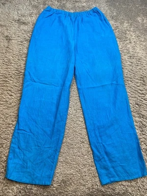 Calça de praia Russ Berens feminina grande azul água linho elástico - Imagem 1 de 4