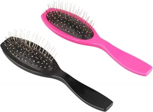 2pcs Wig Brush Stainless Steel Needle Hair Comb for Synthetic Wigs Black Pink - Picture 1 of 5