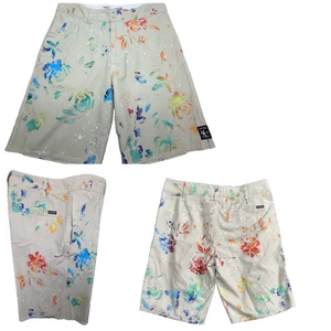Vans Vanphibian Boardshorts 32 x 10 HYBRID hellbraun bunt Hawaii Blumen Taschen Surf - Bild 1 von 16