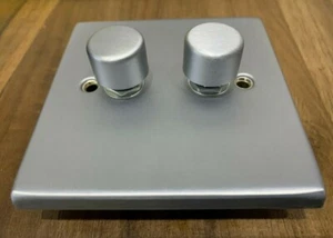 Schneider Electric 2 Gang 2 Way Push Dimmer Matt Chrome - Picture 1 of 4