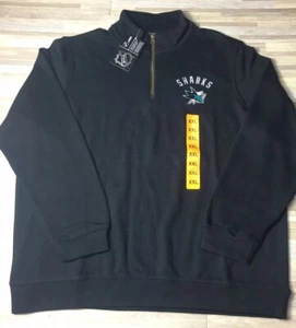 NHL San Jose Sharks 1/4 Zip Pullover Sweater Heavyweight Men’s Sz 2XL Black NWT - Picture 1 of 7