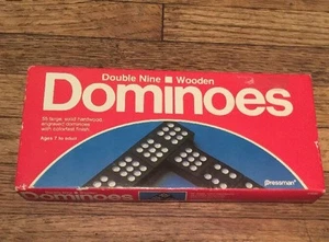Double Nine Dominoes Wooden Set 55 Dominoes Colorfast Finish Pressman 1983 - Picture 1 of 4