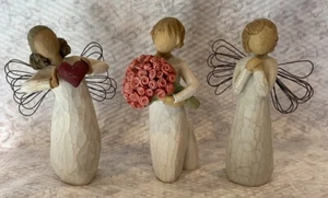 Lot Of 3 Willow Tree Figurines~ With Love, Abundance, And Angle Of Wishes - Picture 1 of 11