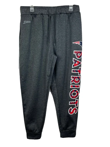 New England Patriots Mens Medium Joggers Sweatpants Gray Elastic Drawstring Cover