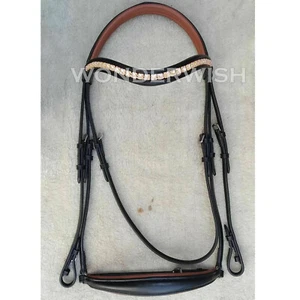 Rose Gold Crystal Browband & Tan Padded Drop Noseband Horse Bridle 4 Sizes - Picture 1 of 4