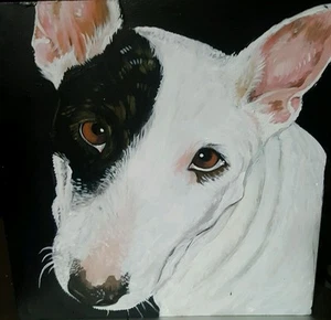 Urna de perro pintada a mano personalizada retrato de mascota monumento LG caja de madera terrier pit bull - Imagen 1 de 1