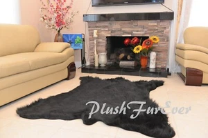6' Realistic Black Bear Rug Handmade Design Area Faux Fur Rug - Picture 1 of 4