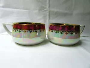 ANTIQUE LEHMANN GERMANY DEMITASSE COFFEE CUP IRIDESCENT PORCELAIN GILT SCENE - Picture 1 of 7