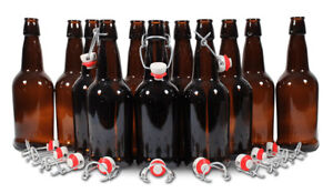 EZ Cap Beer Bottles, 16 oz., Amber (Pack of 12)