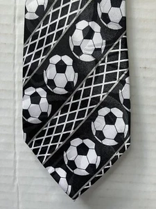 Steven Harris Hand Made Men's Necktie Tie Polyester Jacquard Soccer Ball Net 57" - Picture 1 of 6