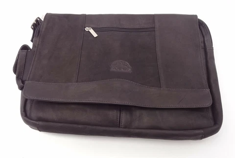 Pangea Brands Black Leather Laptop Messenger Bag - MLB - Colorado Rockies Cover