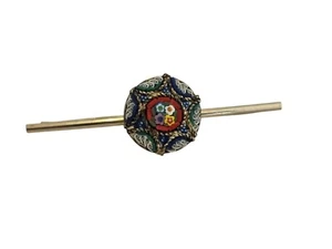 Fermacravatta/Clip Collare Micro Mosiaco Vetro Millefiori Italiano Vintage - Foto 1 di 6