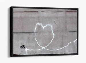 BANKSY PLANE HEART - FLOTADOR PROFUNDO/EFECTO FLOTADOR ENMARCADO LONA IMPRESIÓN ARTÍSTICA DE PARED - Imagen 1 de 12