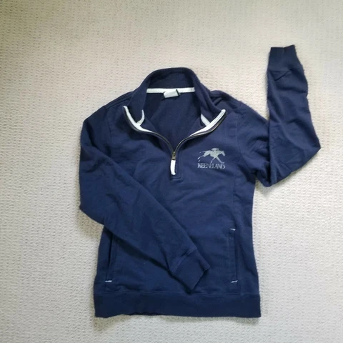 Keeneland Racetrack KY Womens Size S 1/4 Zip Blue Sweatshirt Logo Horse Racing Cover