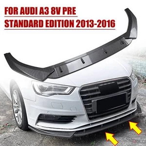 For Audi A3 8V Standard Sedan 2013-16 Carbon Look Car Front Chin Lip Spoiler Kit - Picture 1 of 8
