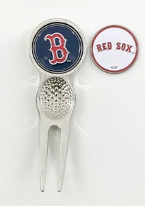 MLB Golf Divot Repair Tool Silver w/ Ballmark Boston Red Sox BoSox - Picture 1 of 2