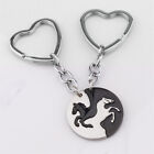 2pcs Horse Matching Puzzle Keychain Animal Stainless Steel Key Chain Ring