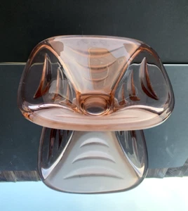 MCM SKLO UNION Pink Frosted Glass Drapery Bowl by Vaclav Hanus 20036 - Picture 1 of 7