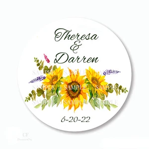 Sunflower Wedding Favors Greenery Bridal Shower Favors Stickers Labels- 3 Sizes - Picture 1 of 1