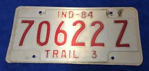 1984 Indiana Trail 3 License Plate, 70622Z - Bild 1 von 2