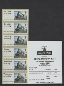 LOCOMOTORA STAMPEX PRIMAVERA 2017 A013 Tira de Coleccionista Post Go + Recibo Excelente - Imagen 1 de 1