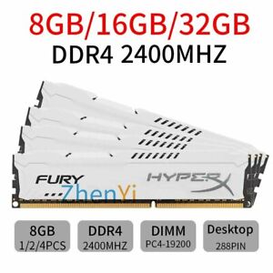HyperX FURY 32GB 16GB 8GB DDR4 2400MHz PC4-19200 288Pin DIMM Memory RAM Whit LOT