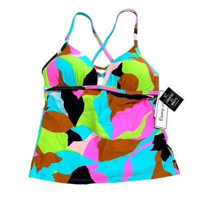 Tankini de natación Hula Honey nuevo con etiquetas para mujer talla S Aqua Marine multi camuflaje con tiras Foto 1 de 4