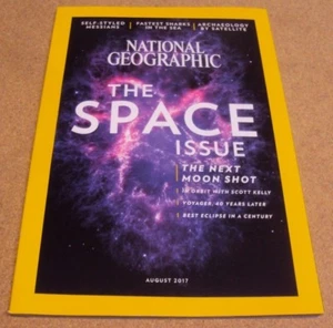 National Geographic Magazine August 2017 Race to the Moon Space Elephants Sharks - Picture 1 of 2